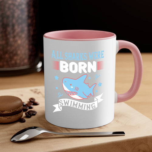 All Sharks Were Born Swimming Mug - Shark Lover Coffee Cup Gift