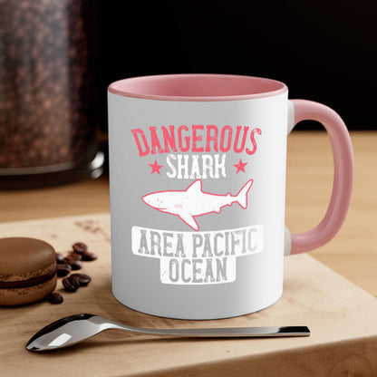 Dangerous Shark Area Pacific Ocean Mug - Shark Lover Coffee Cup Gift