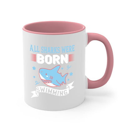 All Sharks Were Born Swimming Mug - Shark Lover Coffee Cup Gift