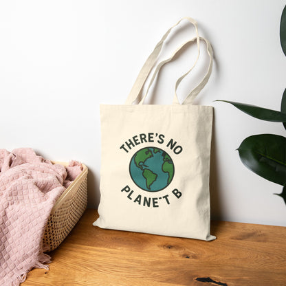 Eco-Friendly Cotton Tote Bag - "There's No Planet B" | Reusable Grocery Bag, Sustainable Shopping Tote, Gift for Earth Lovers - Toddcraft