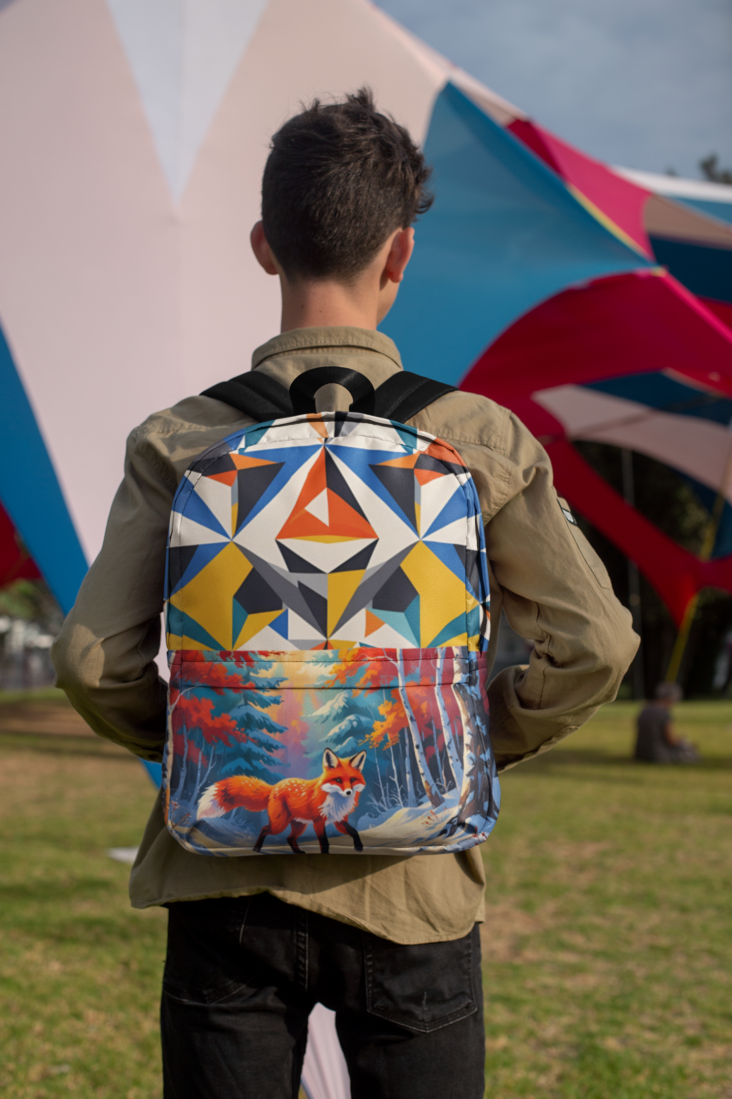 Whimsical Fox Backpack with Vibrant Design, Cute Schoolbag for Kids, Nature Lover's Tote, Perfect Gift for Wildlife Enthusiasts, [...] - Toddcraft