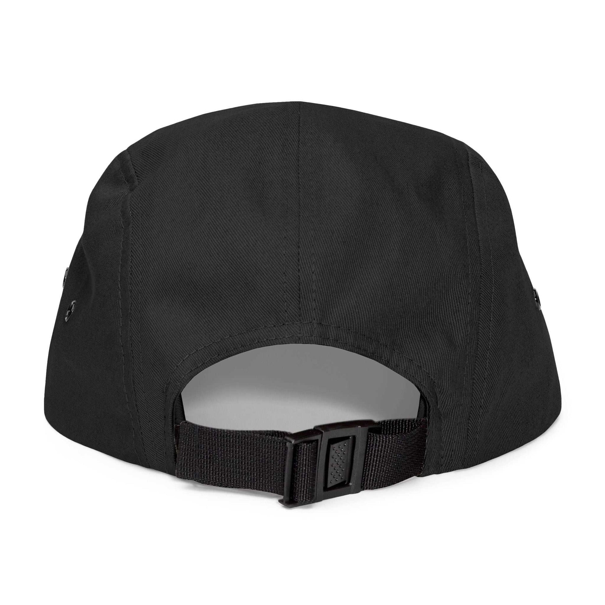 Black Dog Lovers 5 Panel Cap with adjustable strap and metal eyelets for ventilation.