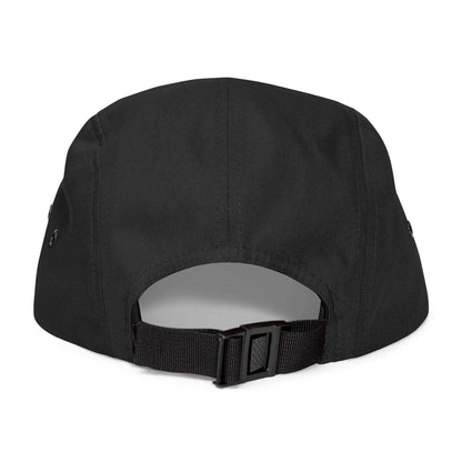 Black Dog Lovers 5 Panel Cap with adjustable strap and metal eyelets for ventilation.
