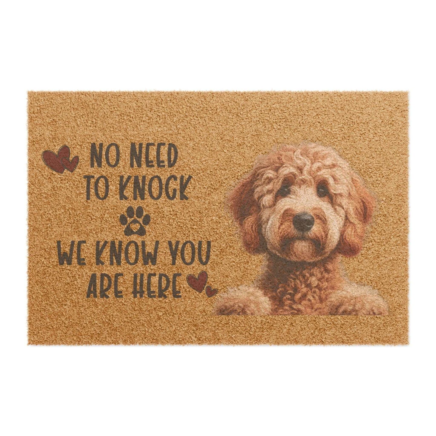 personalized doormat with dog design, 24x16 inches, tufted coir coconut fiber, black vinyl backing for outdoor use