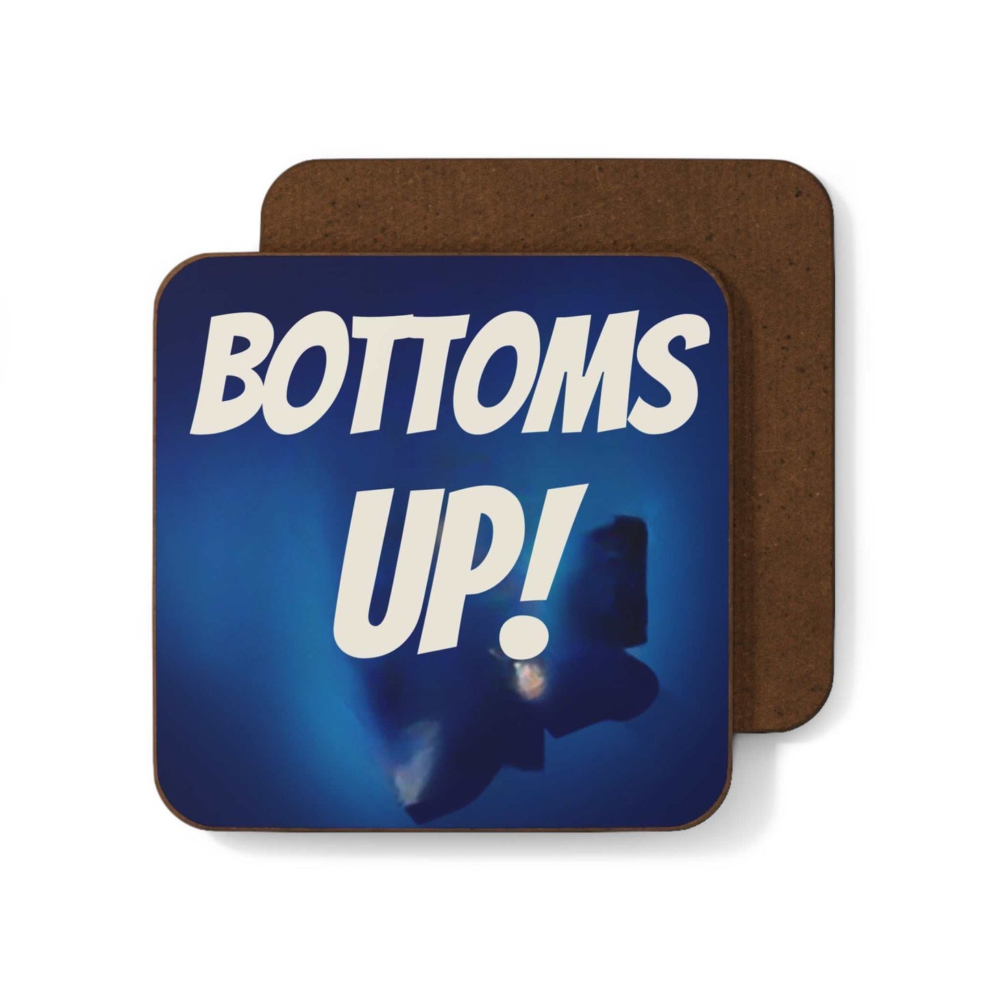 Vintage "Buttons Up!" hardboard coaster with glossy finish and vibrant design.