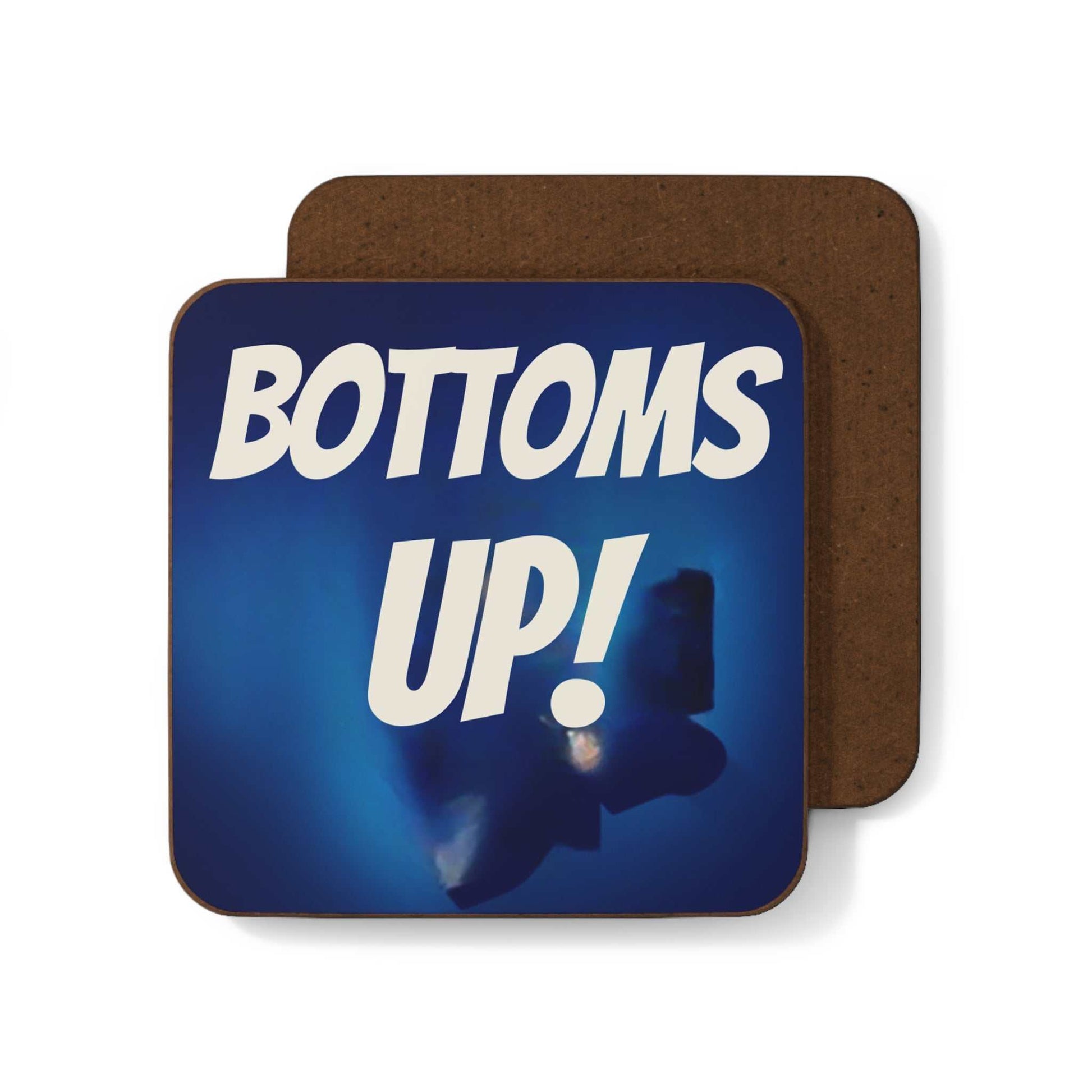 Vintage "Buttons Up!" hardboard coaster with glossy finish and vibrant design.