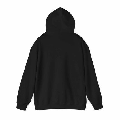 Unisex black Love & Friendship Hoodie, cozy cotton-polyester blend.