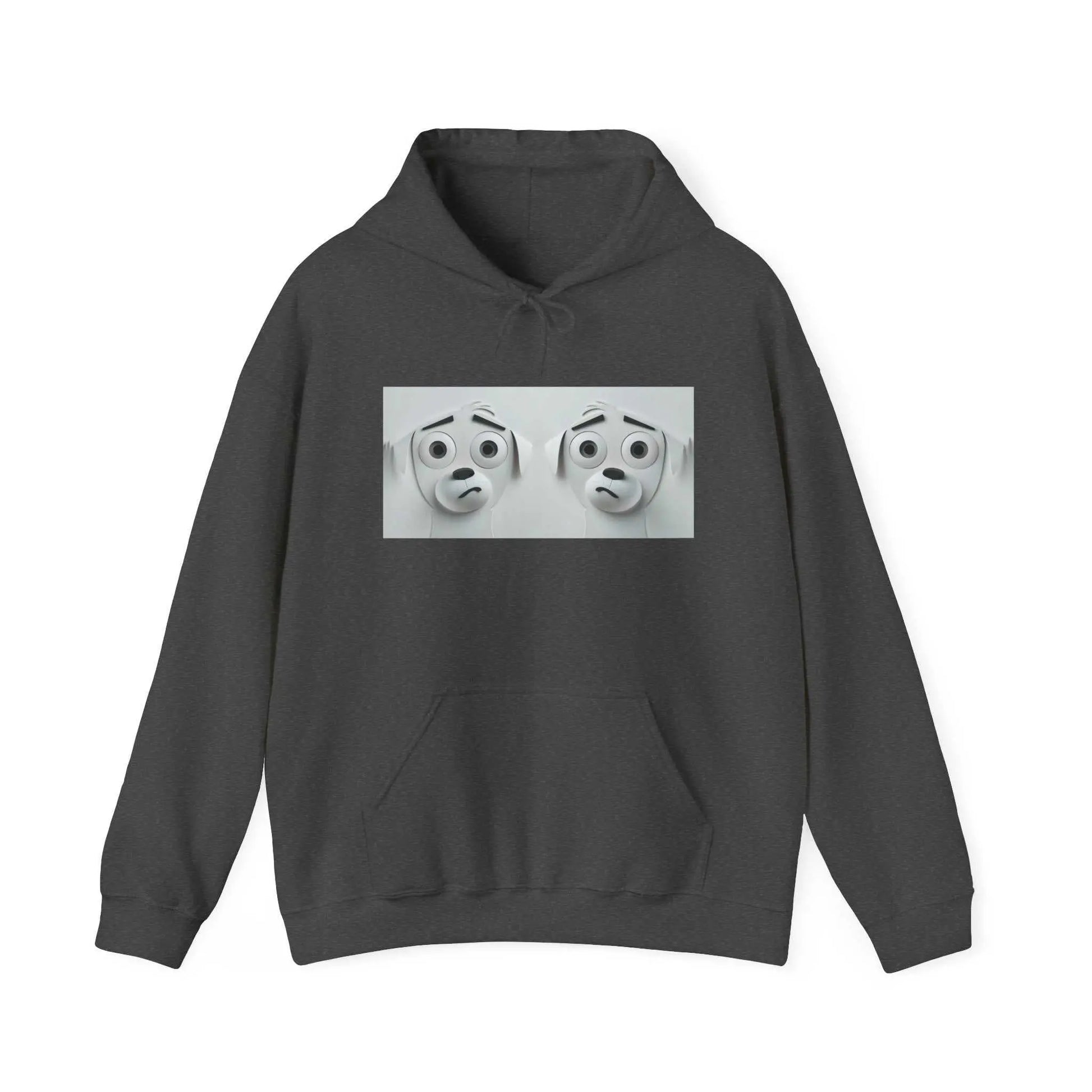 Sarcastic Dog Face 3D Hoodie with kangaroo pocket and matching drawstring.