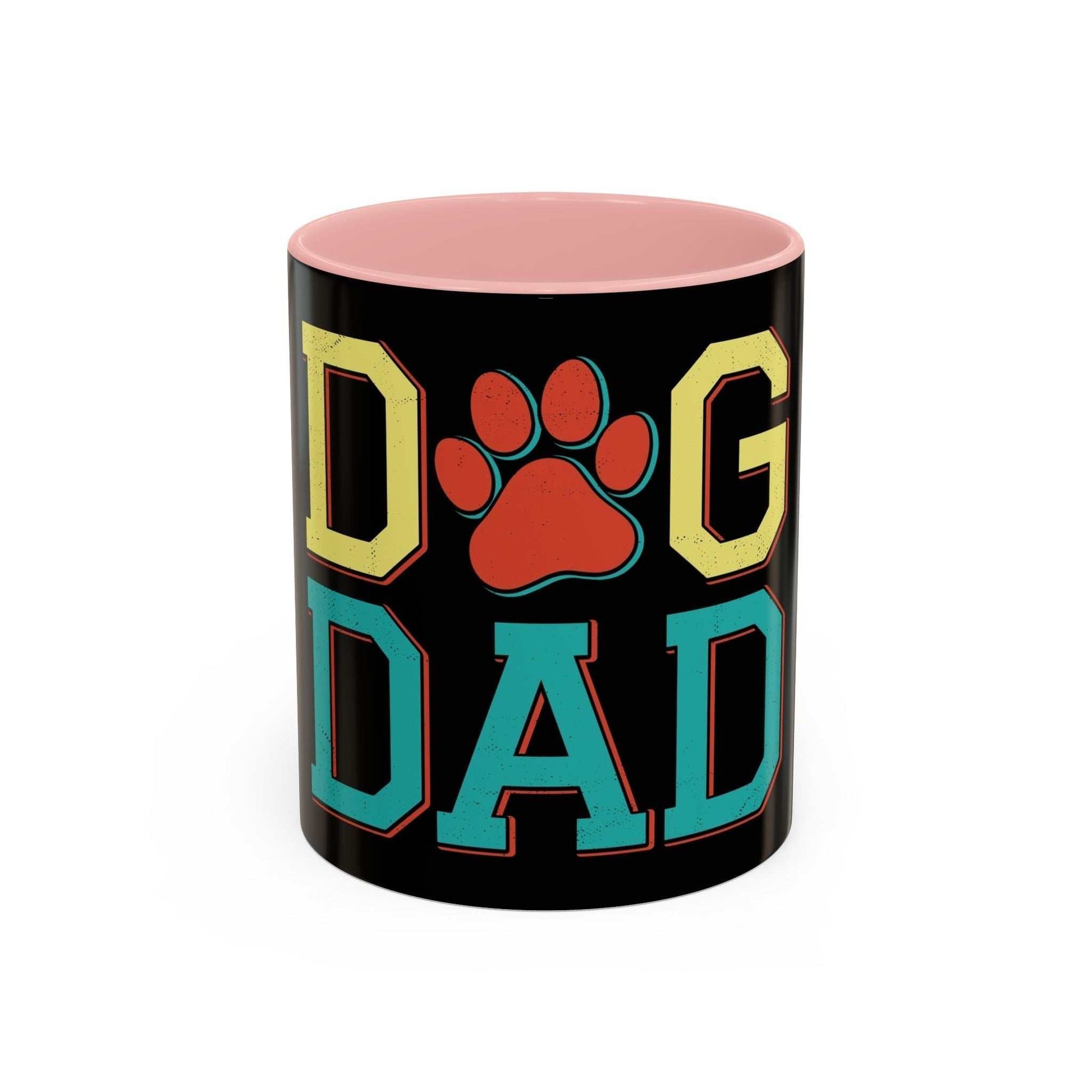 Accent Coffee Mug 11 15oz for Dog Dad with colored interior and bold design.