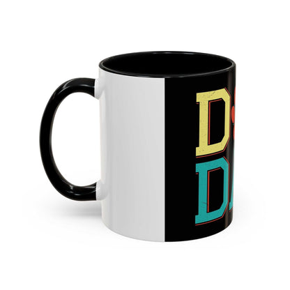 Accent Coffee Mug 11 15oz with "dog Dad" design and black handle.