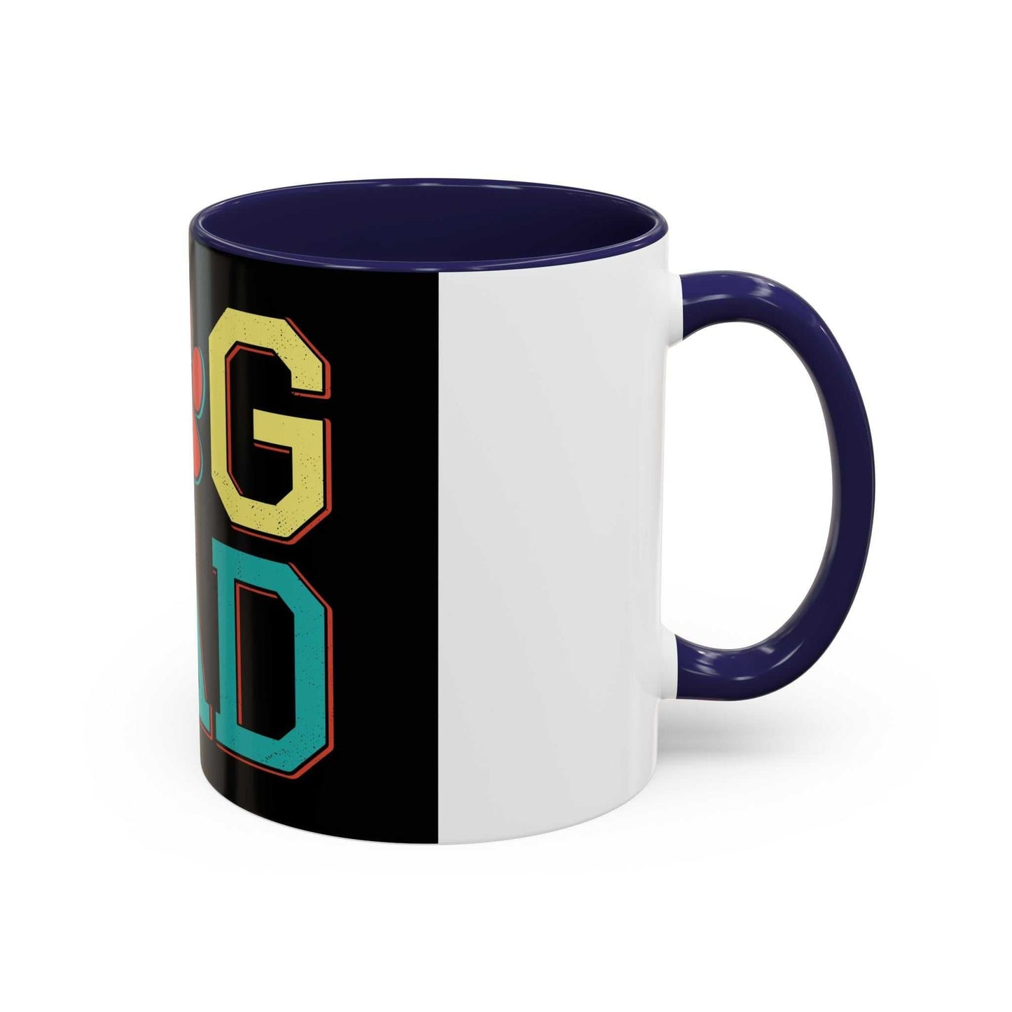 Accent Coffee Mug 11 15oz dog Dad with bold design, blue interior, and handle.