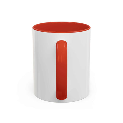 White ceramic mug with red interior and handle, perfect for dog dads, 11 to 15oz sizes.