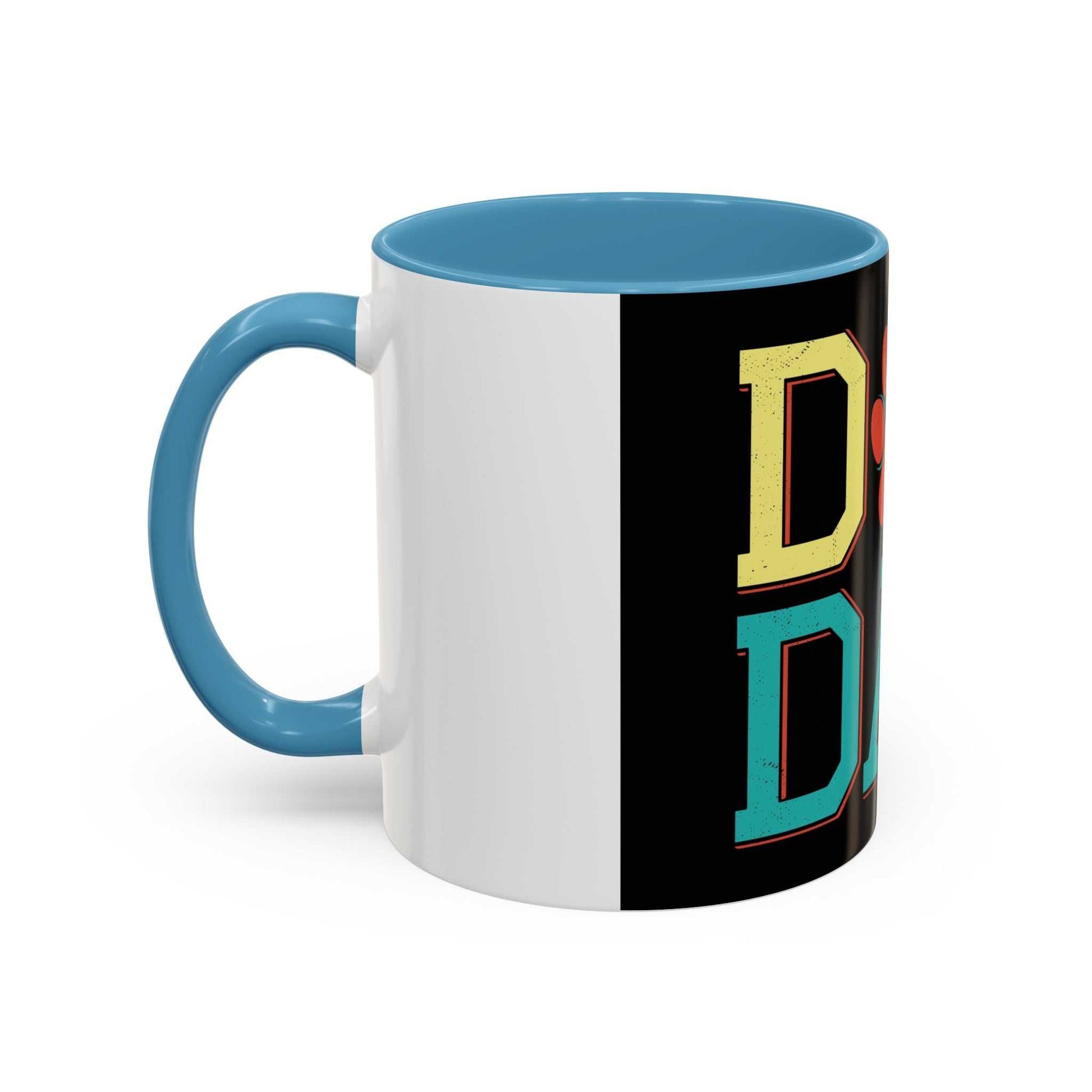 Accent Coffee Mug 11 15oz for Dog Dad with blue interior and handle.