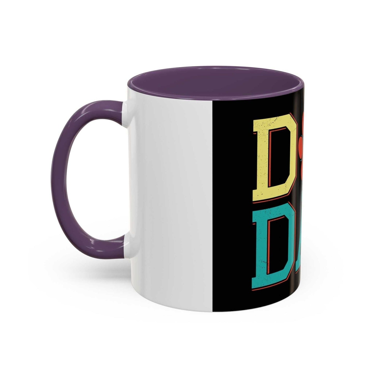 Accent Coffee Mug 11 15oz dog Dad with purple interior and handle