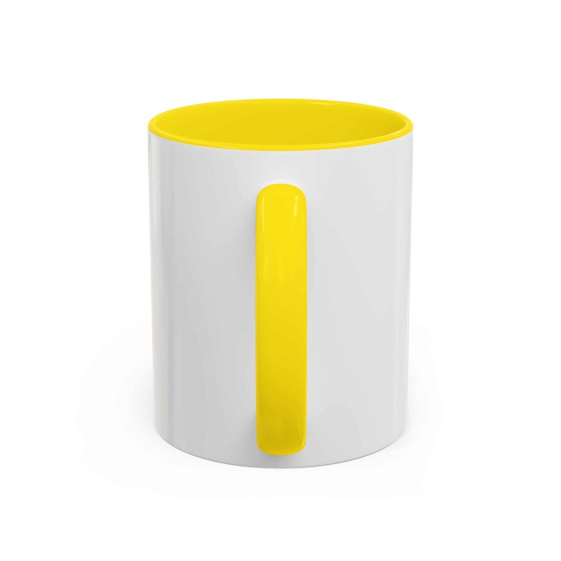 Accent Coffee Mug 11 15oz with yellow interior and handle for dog Dad.
