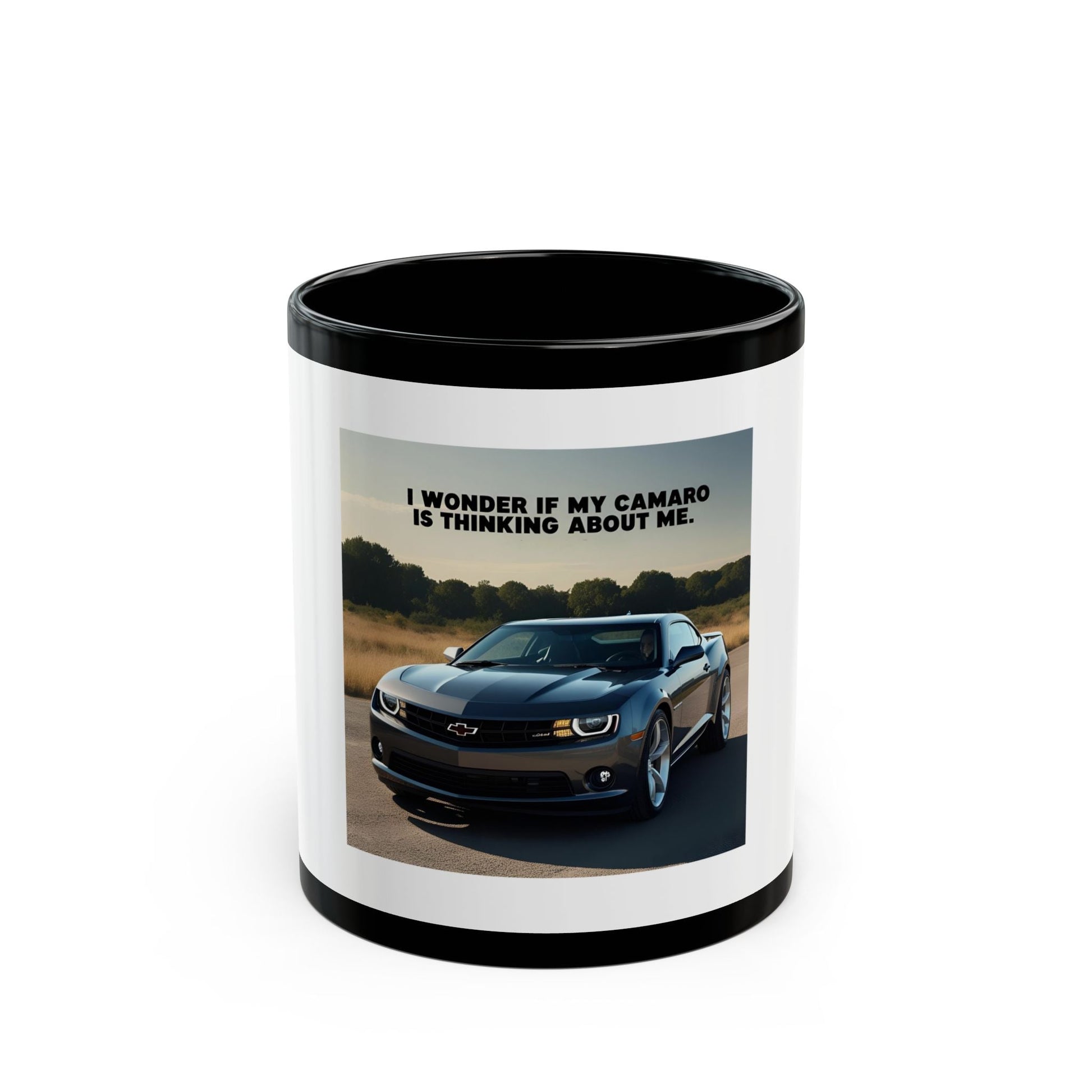 Camaro Lover's Black Mug with sleek design and Camaro image.