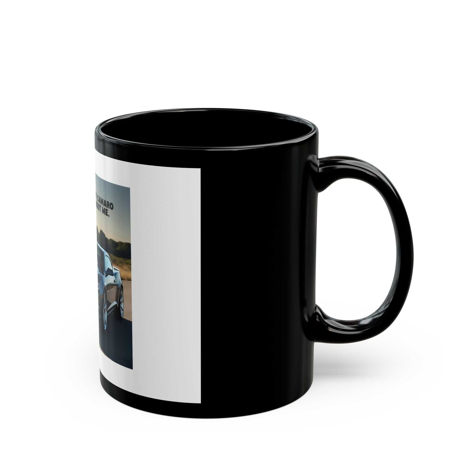 Camaro Lover's Black Mug with sleek design and elegant ceramic finish.