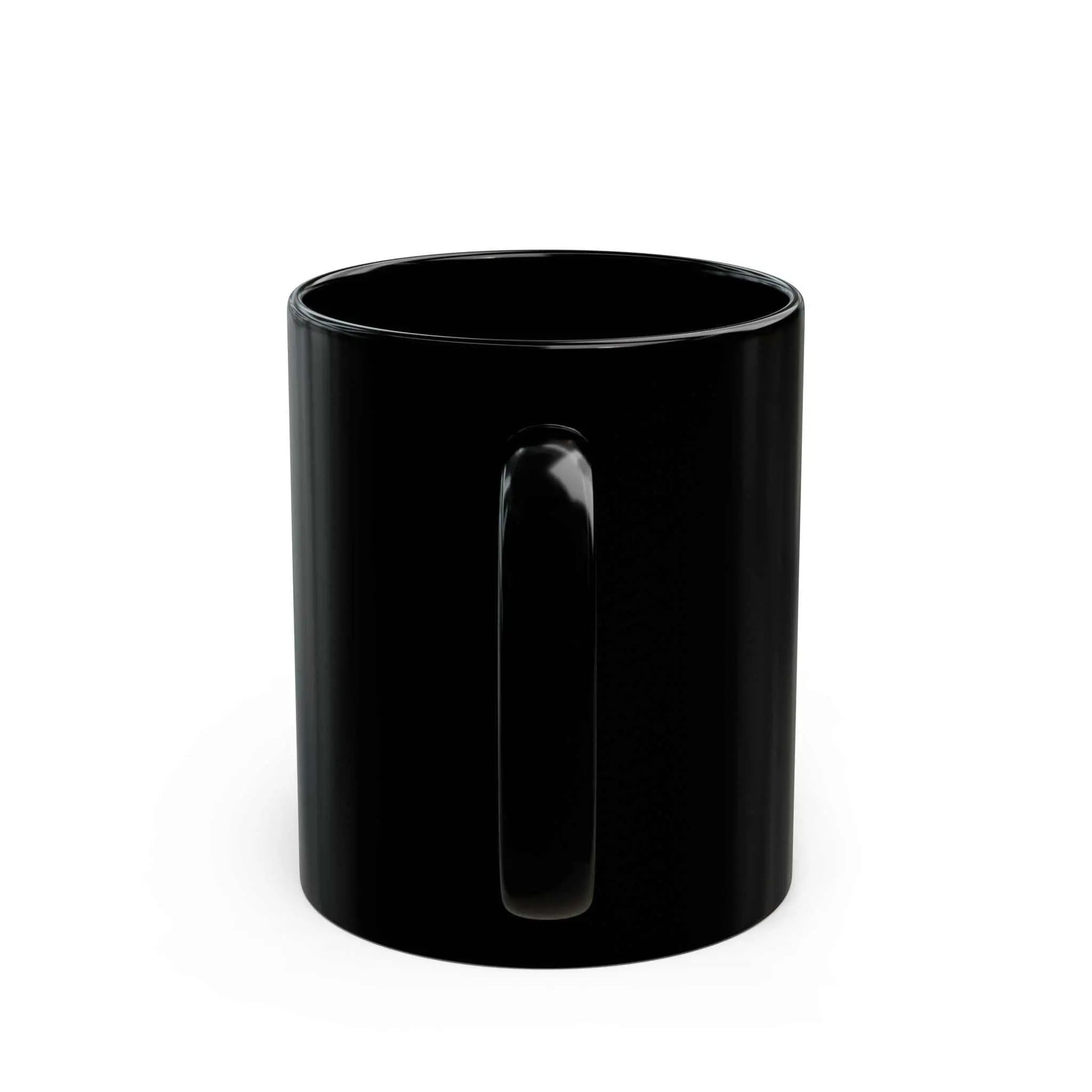 Black ceramic mug with "Don't Like Dogs" statement, sleek finish, humor-themed design.