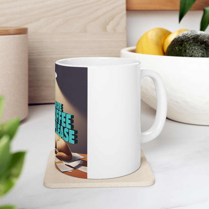 Cute Dog Coffee Mug with "More Coffee Please" design, perfect gift for dog lovers, glossy ceramic, vibrant colors, microwave and dishwasher-safe.