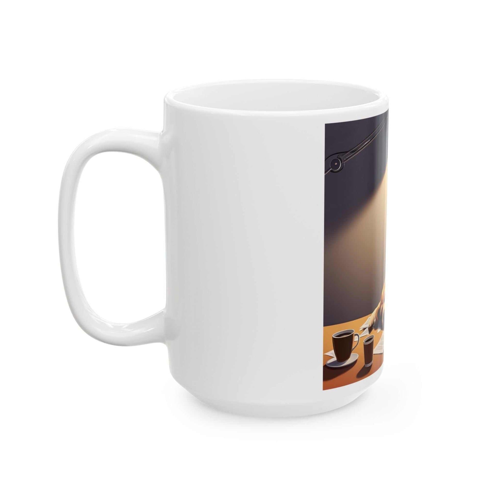 Cute dog coffee mug with "More Coffee Please" design, perfect gift for dog lovers.