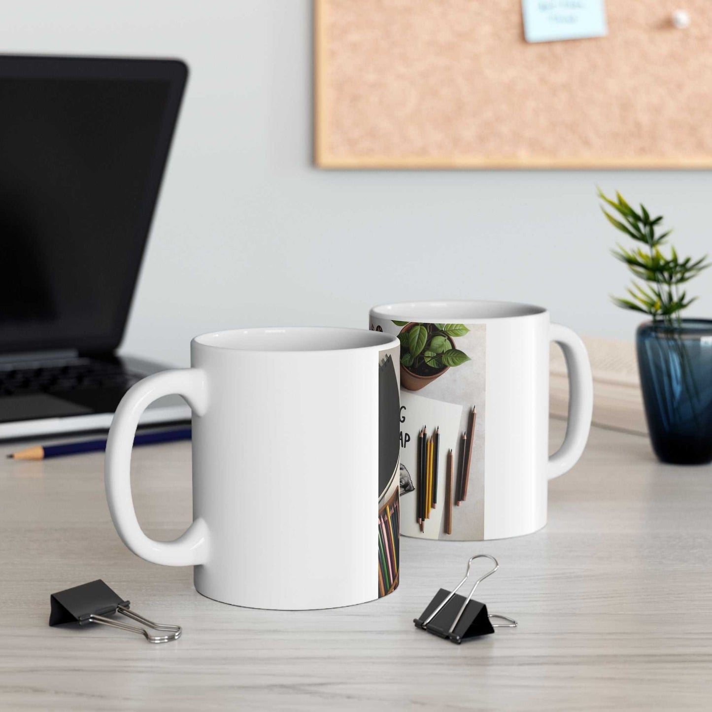 Paw-some Nap Ceramic Mug on office desk showcasing vibrant design, ideal gift for cat lovers.