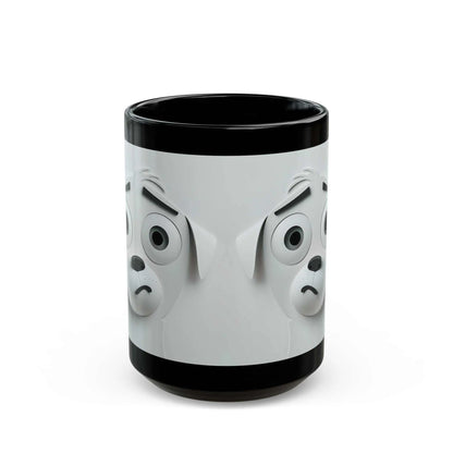 Sarcastic Dog Face 3D Mug with black ceramic design and humorous canine expression.