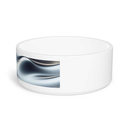 Custom white ceramic pet bowl with wraparound design, 6" diameter, dishwasher and microwave-safe.