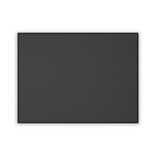 Pet Mat with non-slip backing, 100% polyester, 18" x 24", tufted loop, black trim.