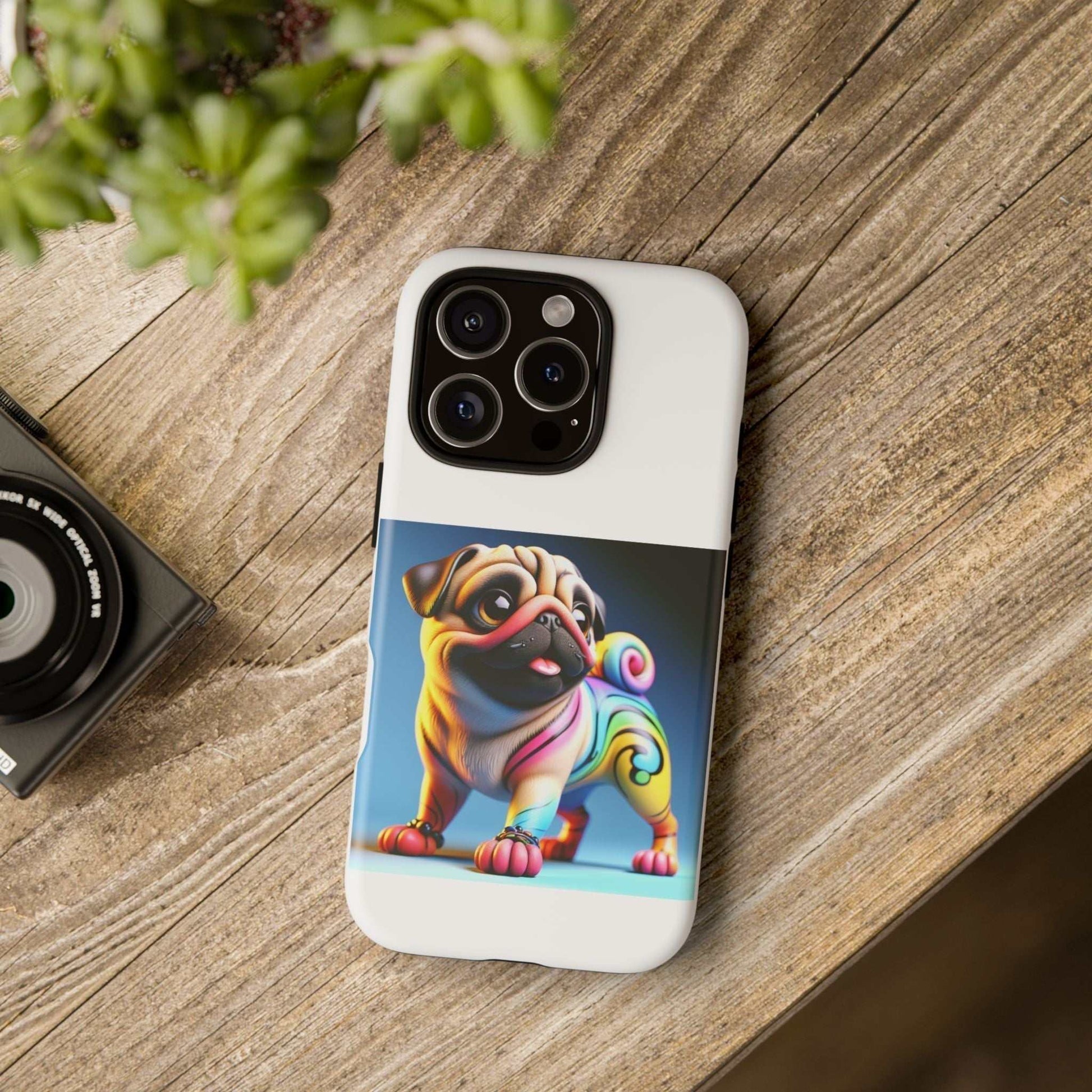 Pug dog 3D phone case with cute design and durable protection.