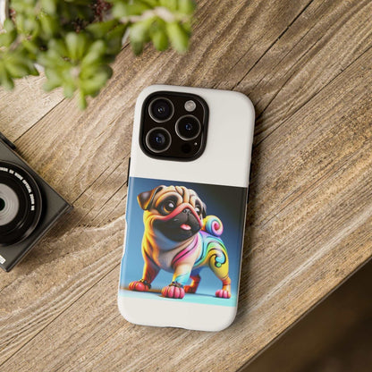 Pug dog 3D phone case with cute design and durable protection.