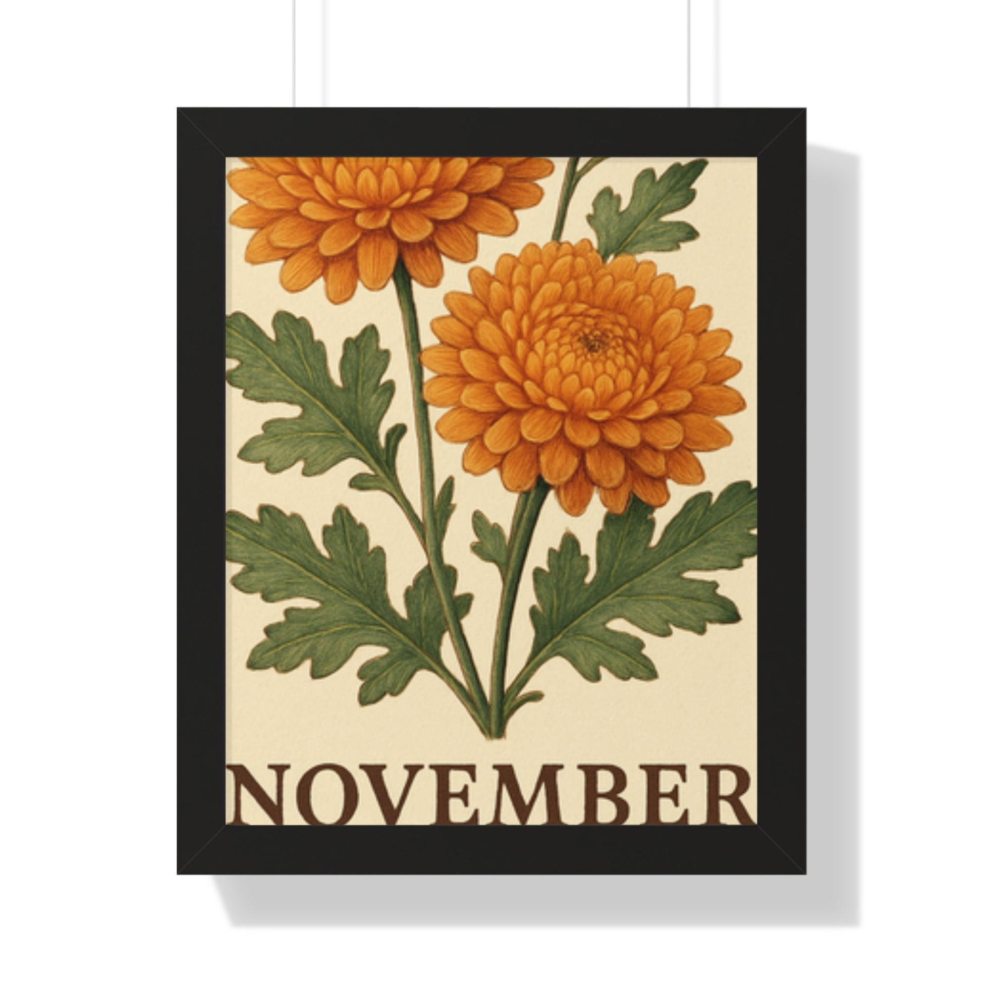 November Floral Framed Poster - Botanical Wall Art Print - Toddcraft