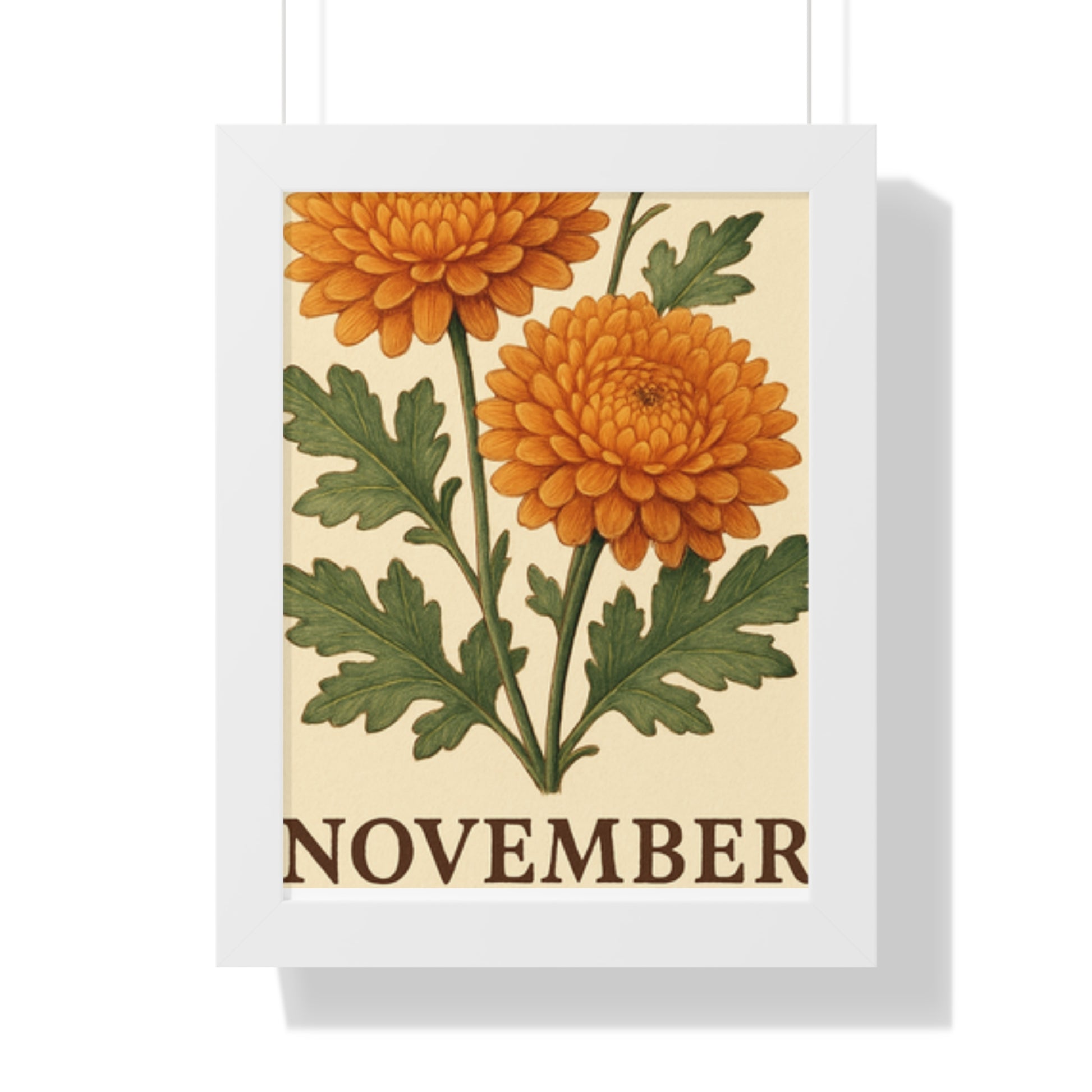 November Floral Framed Poster - Botanical Wall Art Print - Toddcraft