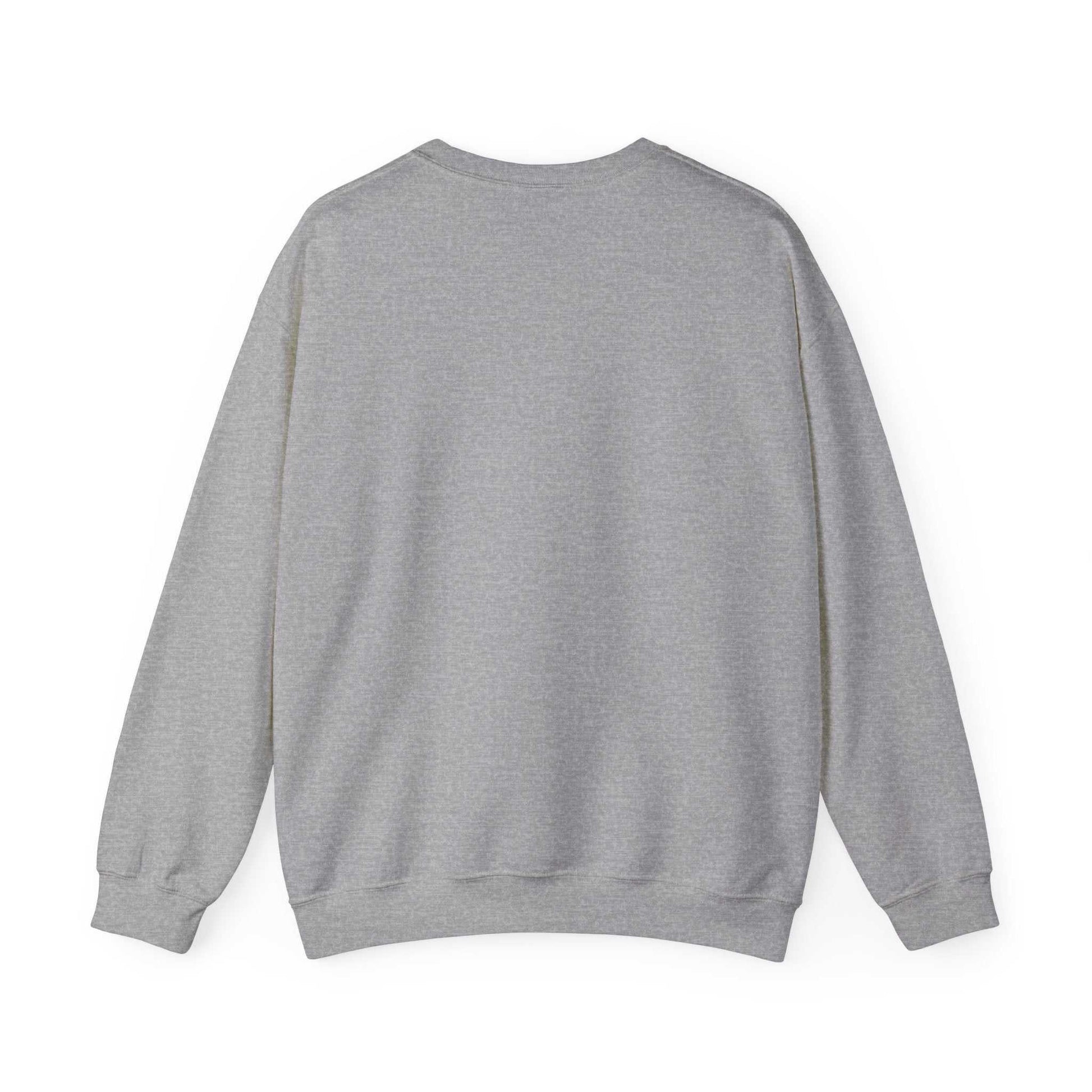 Gray unisex crewneck sweatshirt with ribbed hem and cuffs, showcasing a classic fit and medium-heavy fabric blend.