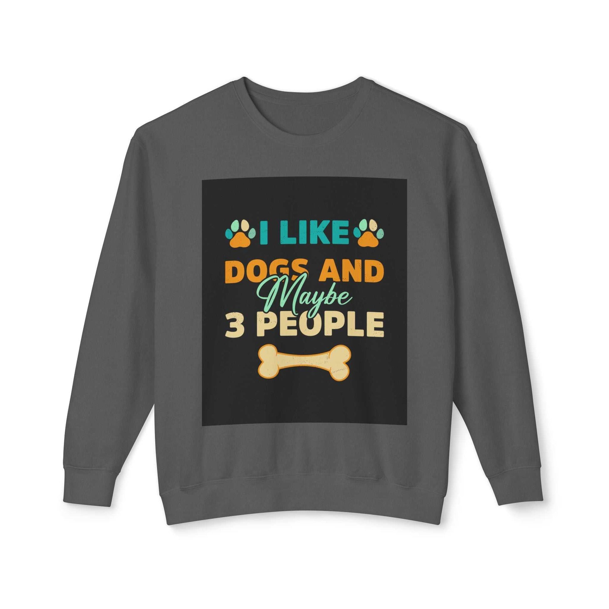Unisex Lightweight Crewneck Sweatshirt with dog-themed graphic design.
