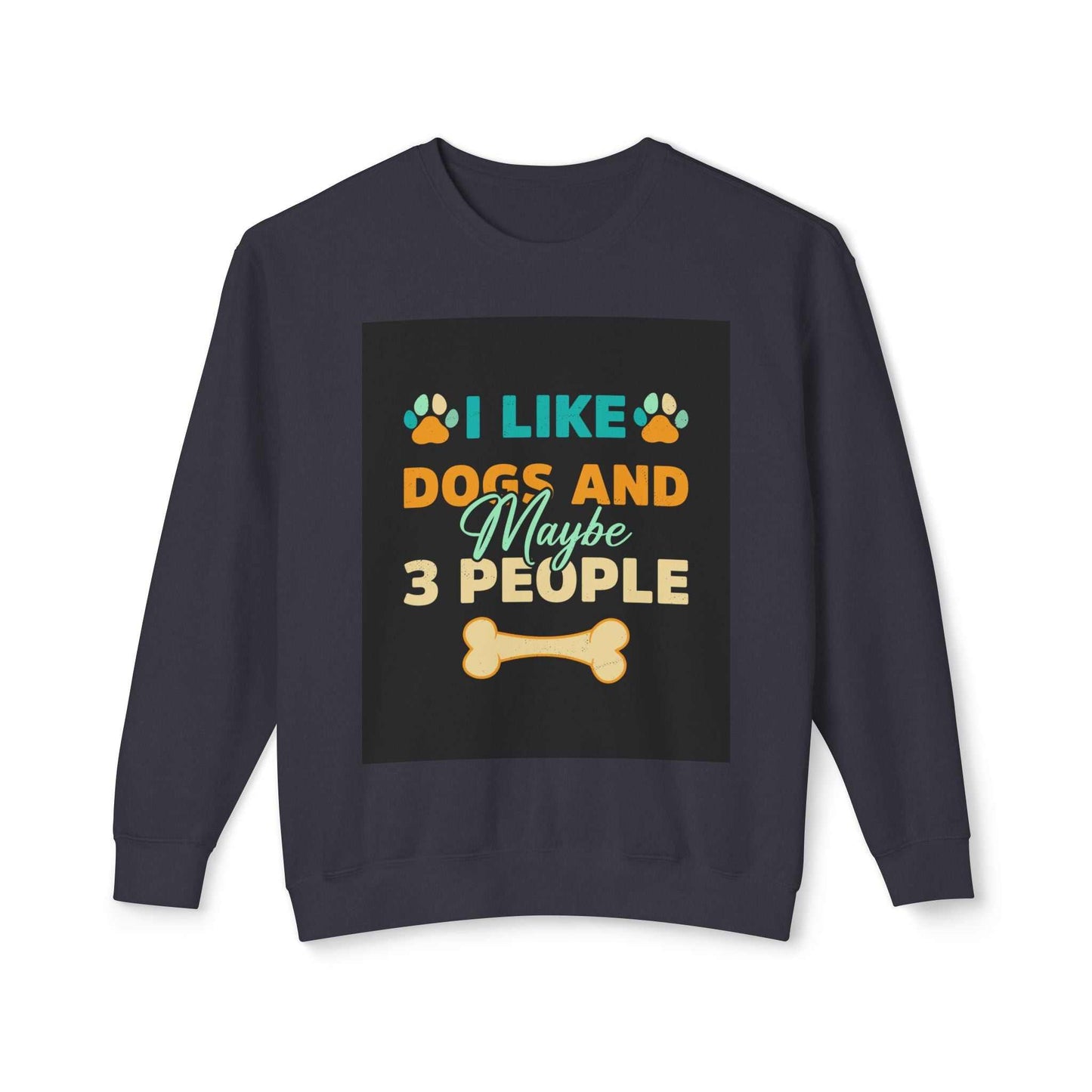 Unisex Lightweight Crewneck Sweatshirt with dog-themed graphic design.