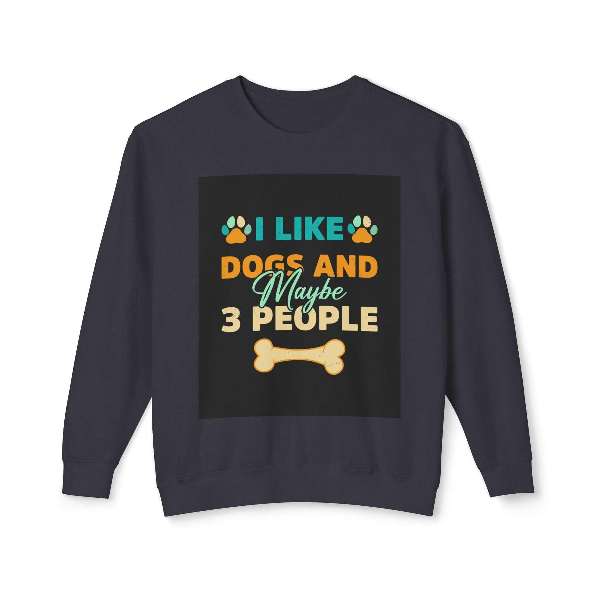 Unisex Lightweight Crewneck Sweatshirt with dog-themed graphic design.