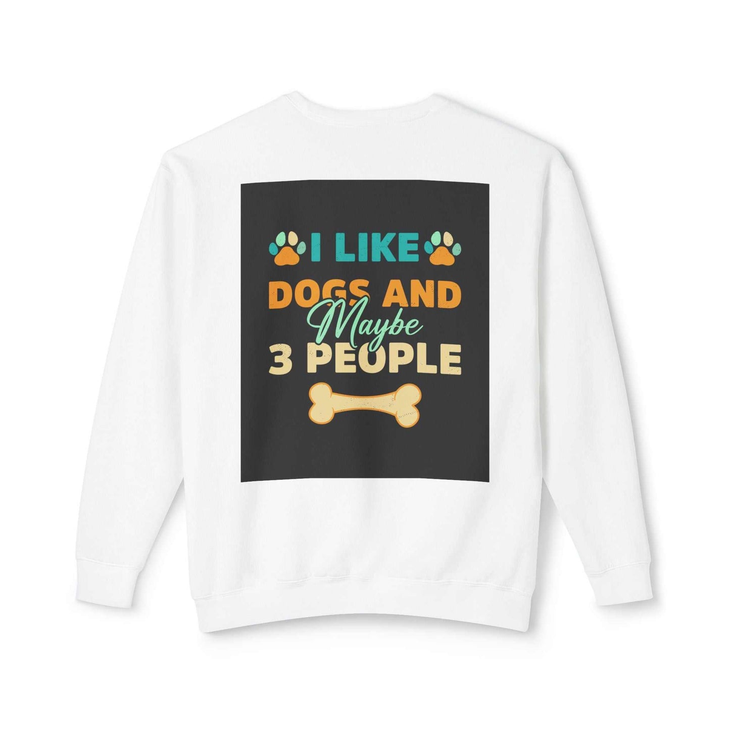 Unisex Lightweight Crewneck Sweatshirt with dog-themed graphic on the back.