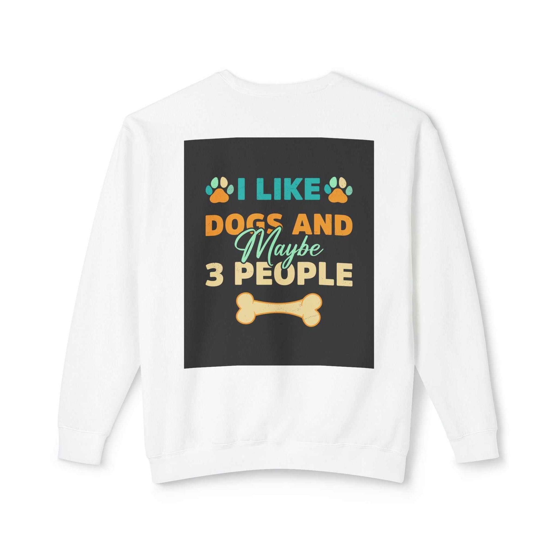 Unisex Lightweight Crewneck Sweatshirt with dog-themed graphic on the back.