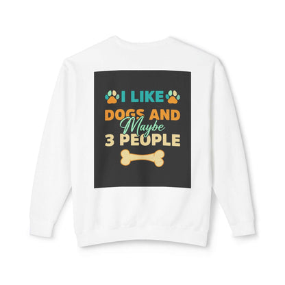 Unisex Lightweight Crewneck Sweatshirt with dog-themed graphic on the back.