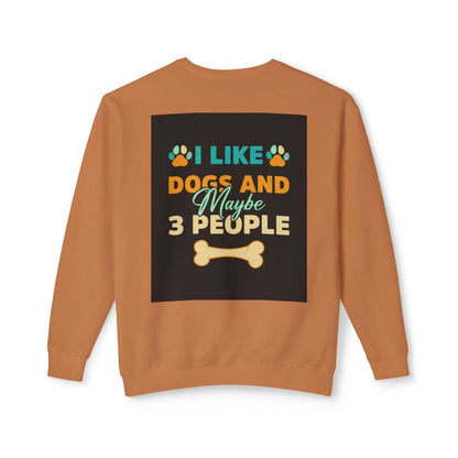 Unisex Lightweight Crewneck Sweatshirt with dog-themed graphic on the back.