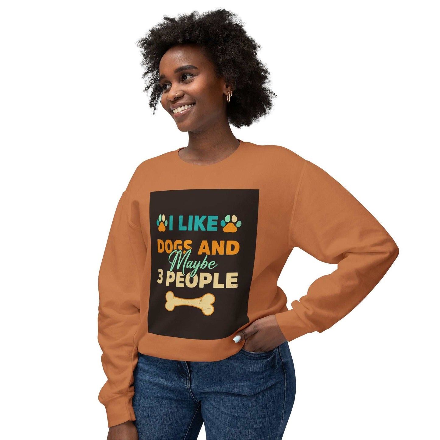 Unisex lightweight crewneck sweatshirt with humorous dog-themed print, soft ring-spun cotton.
