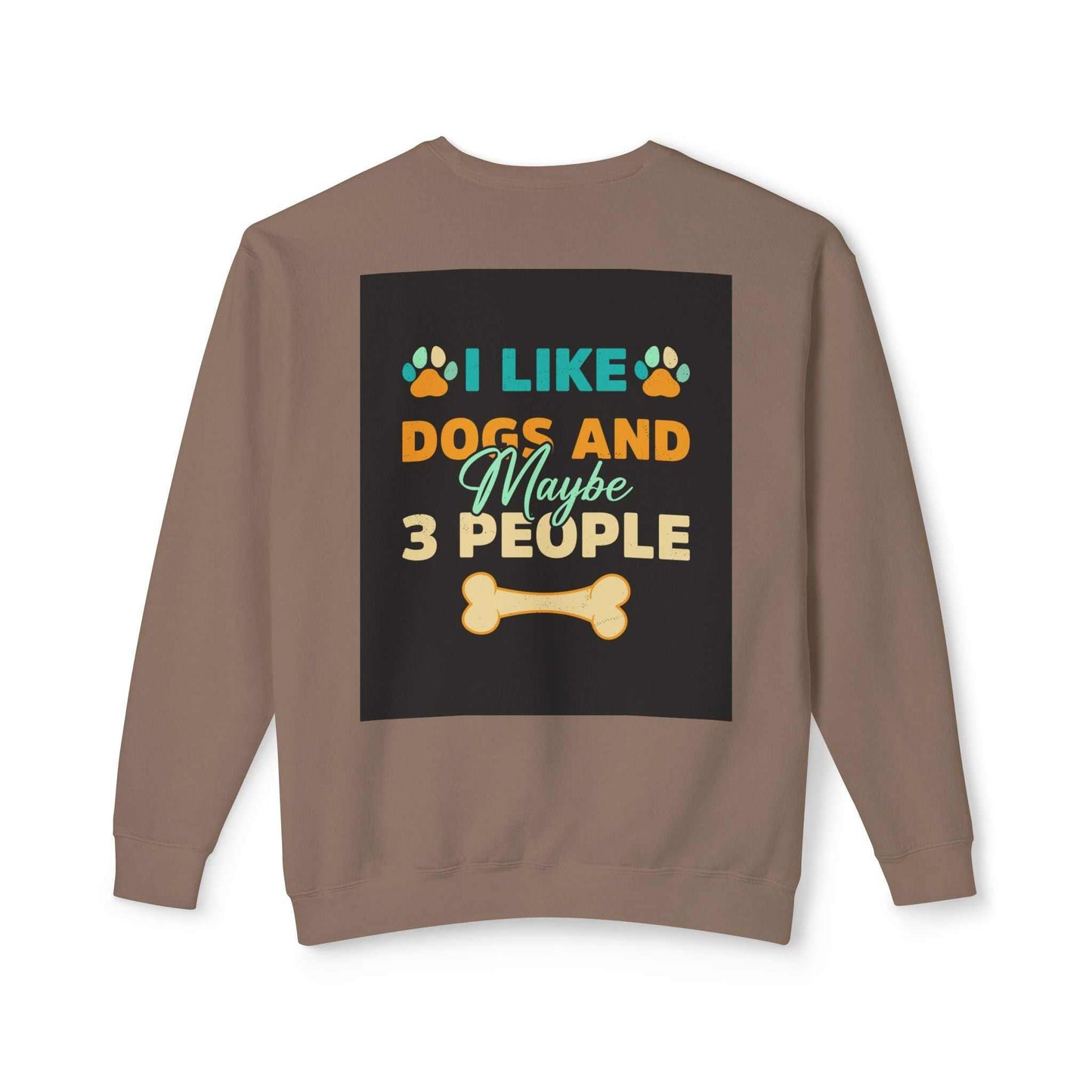 Unisex lightweight crewneck sweatshirt with dog-themed print and bone graphic.