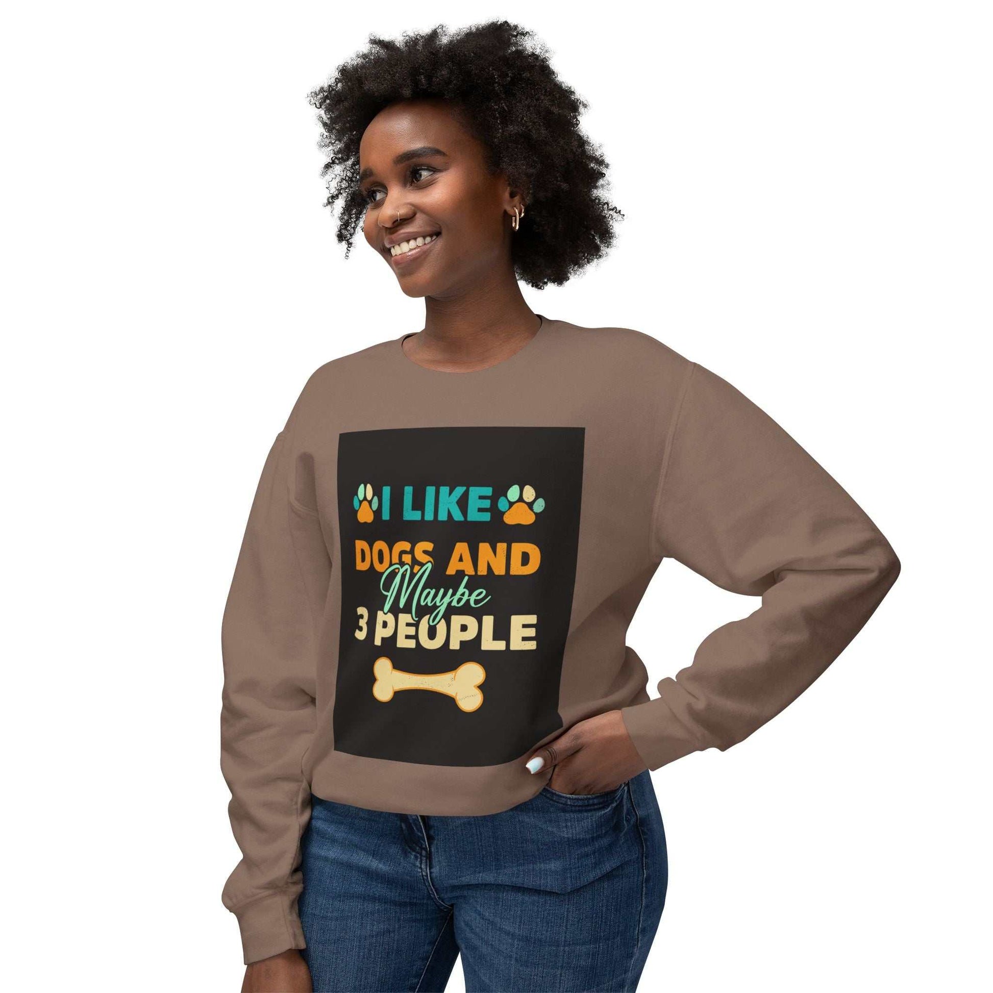 Unisex lightweight crewneck sweatshirt with humorous graphic design, showcasing relaxed fit and sustainable cotton.