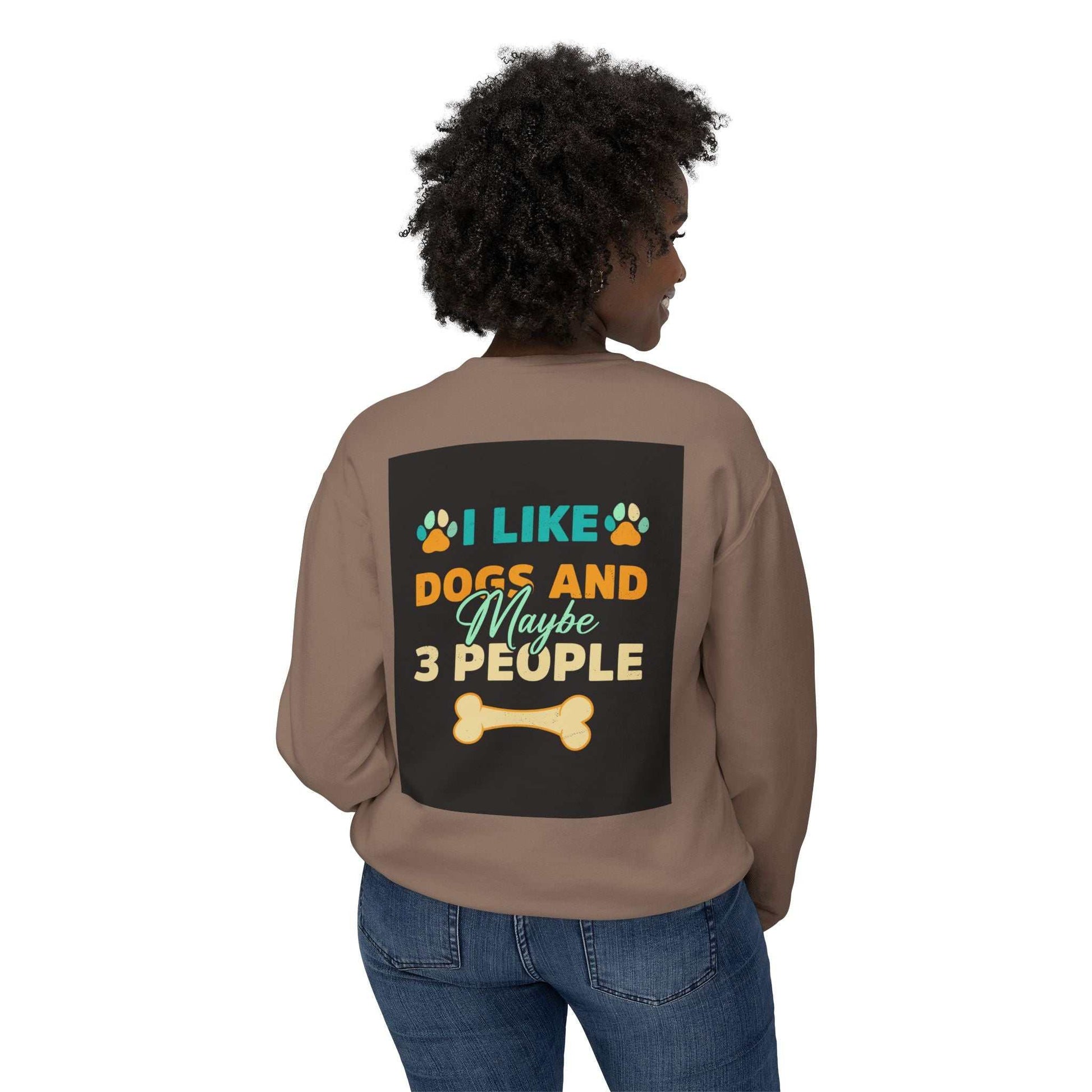 Unisex lightweight crewneck sweatshirt with graphic design on back.