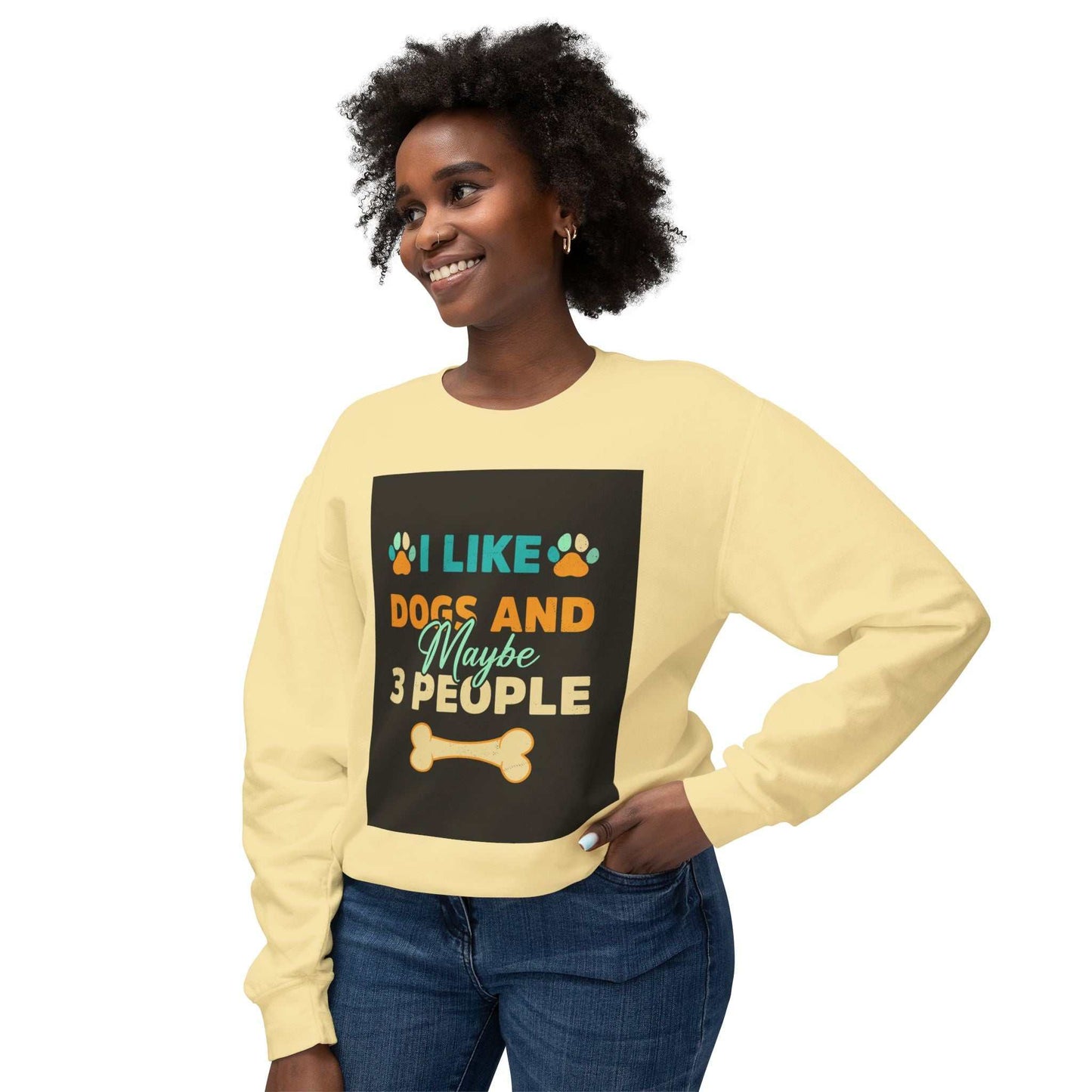 Unisex Lightweight Crewneck Sweatshirt with humorous dog-themed graphic, made from soft ring-spun cotton for unmatched comfort.