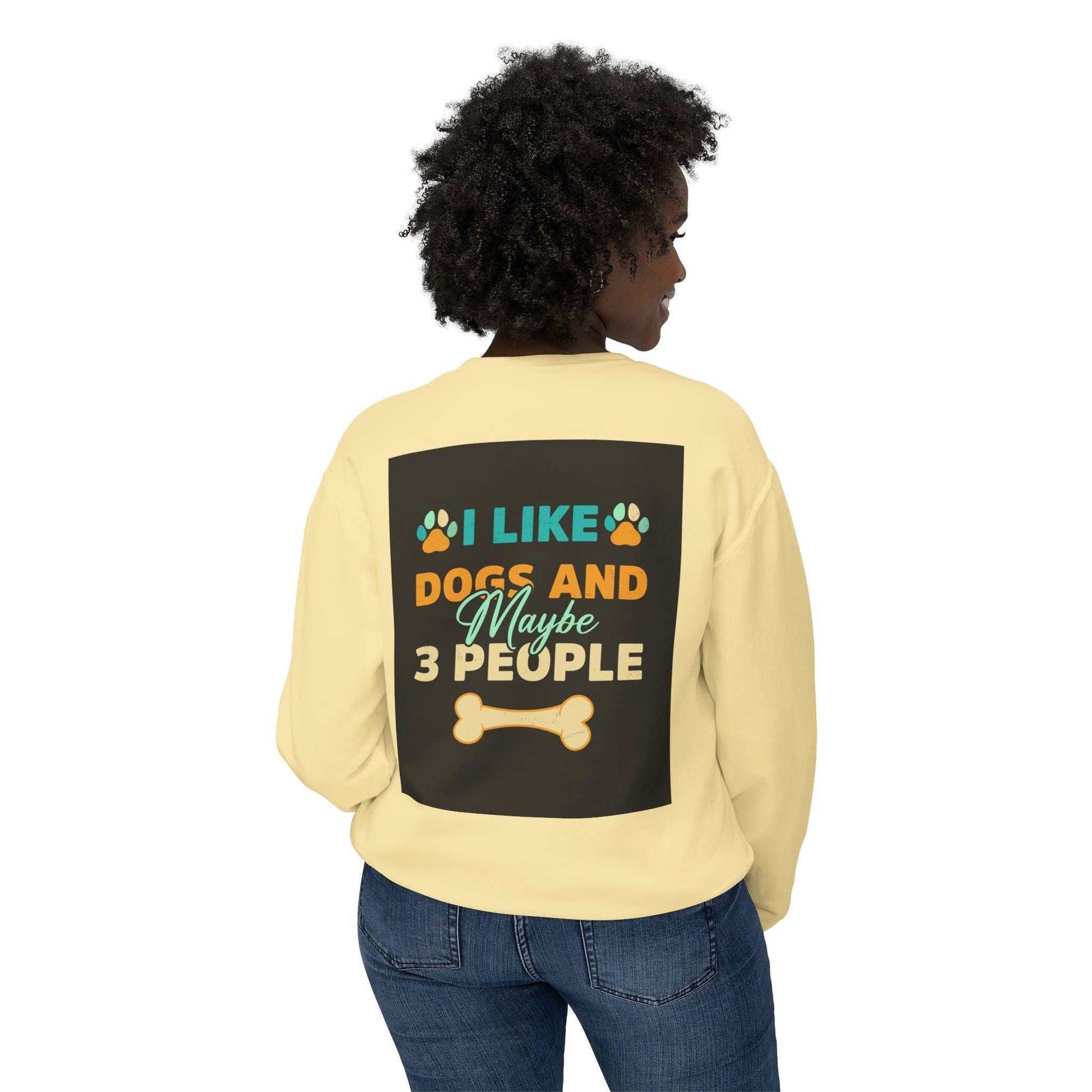 Unisex Lightweight Crewneck Sweatshirt with playful graphic print on back.