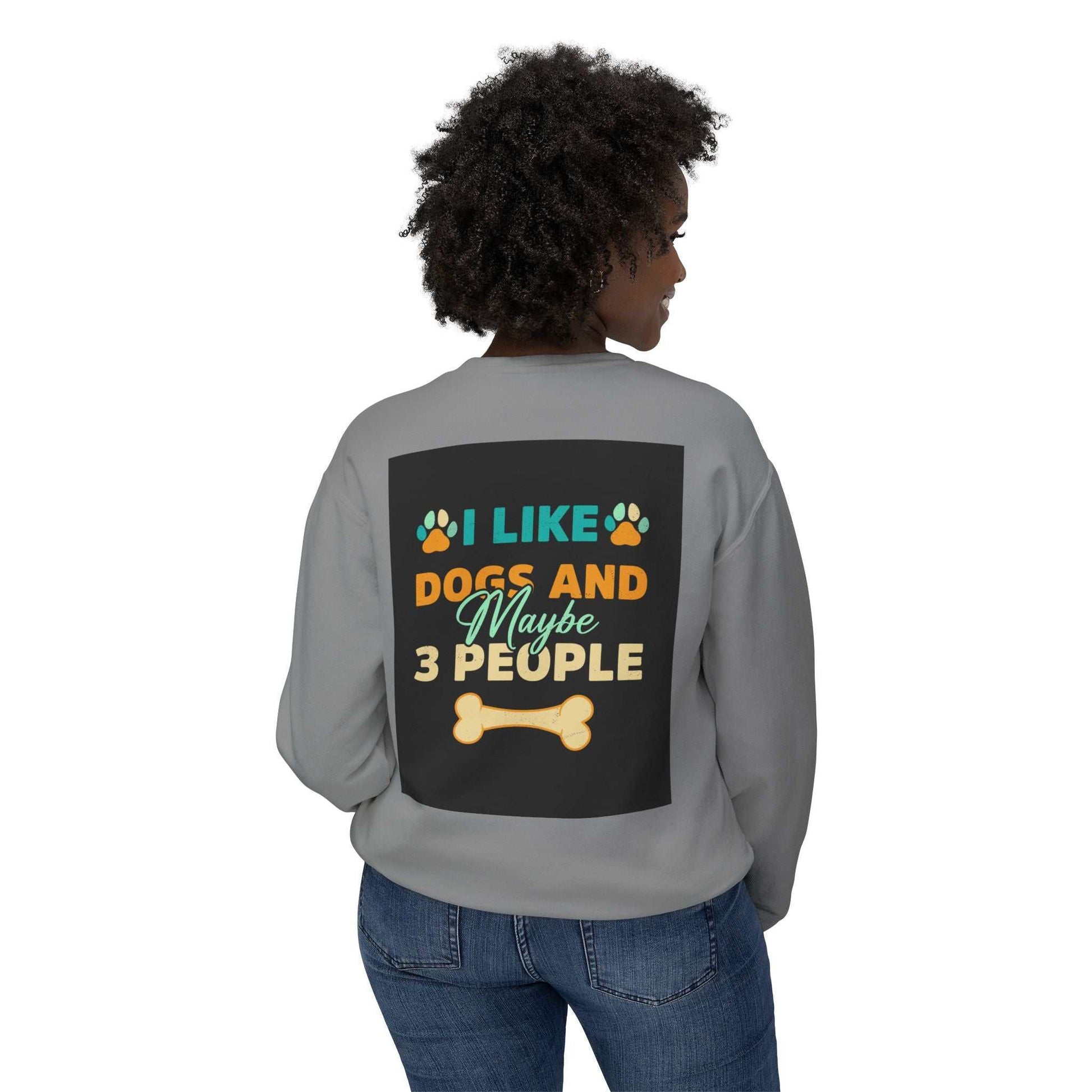 Unisex Lightweight Crewneck Sweatshirt with graphic text design on back.