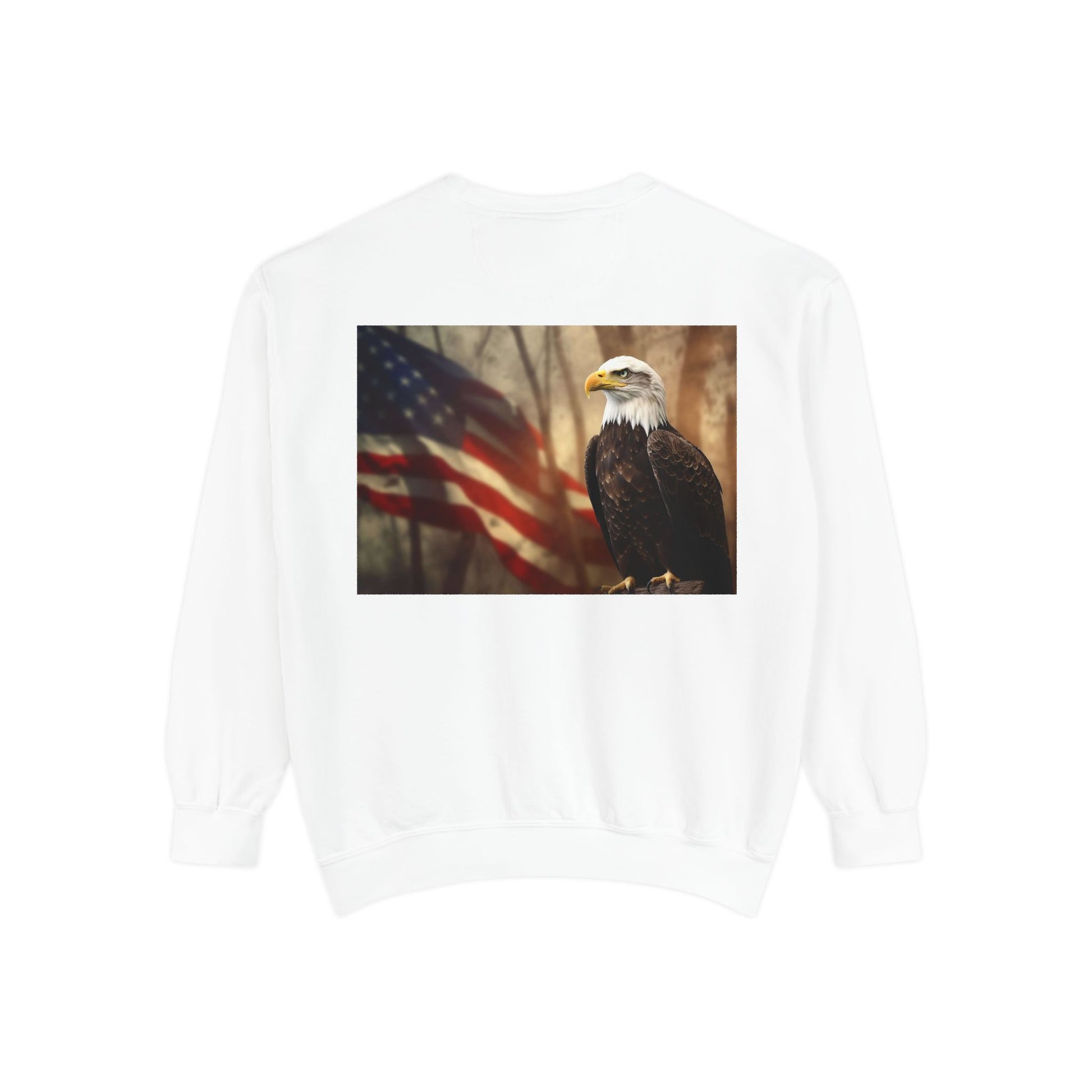 Unisex Garment-Dyed Sweatshirt America The Beautiful and The American Flag and a Bald eagle perfect gift for Freedom fighters and nature lovers - Toddcraft