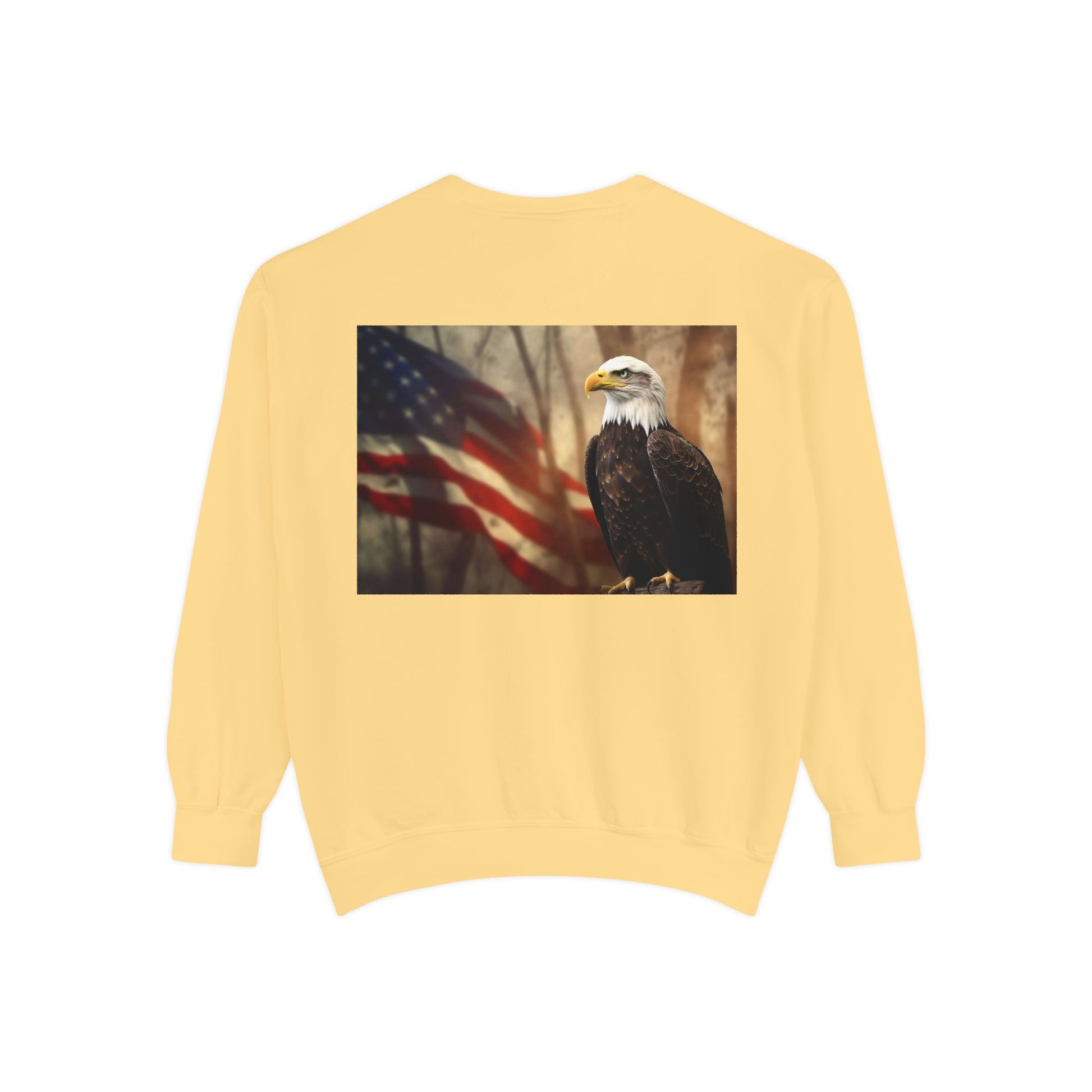 Unisex Garment-Dyed Sweatshirt America The Beautiful and The American Flag and a Bald eagle perfect gift for Freedom fighters and nature lovers - Toddcraft