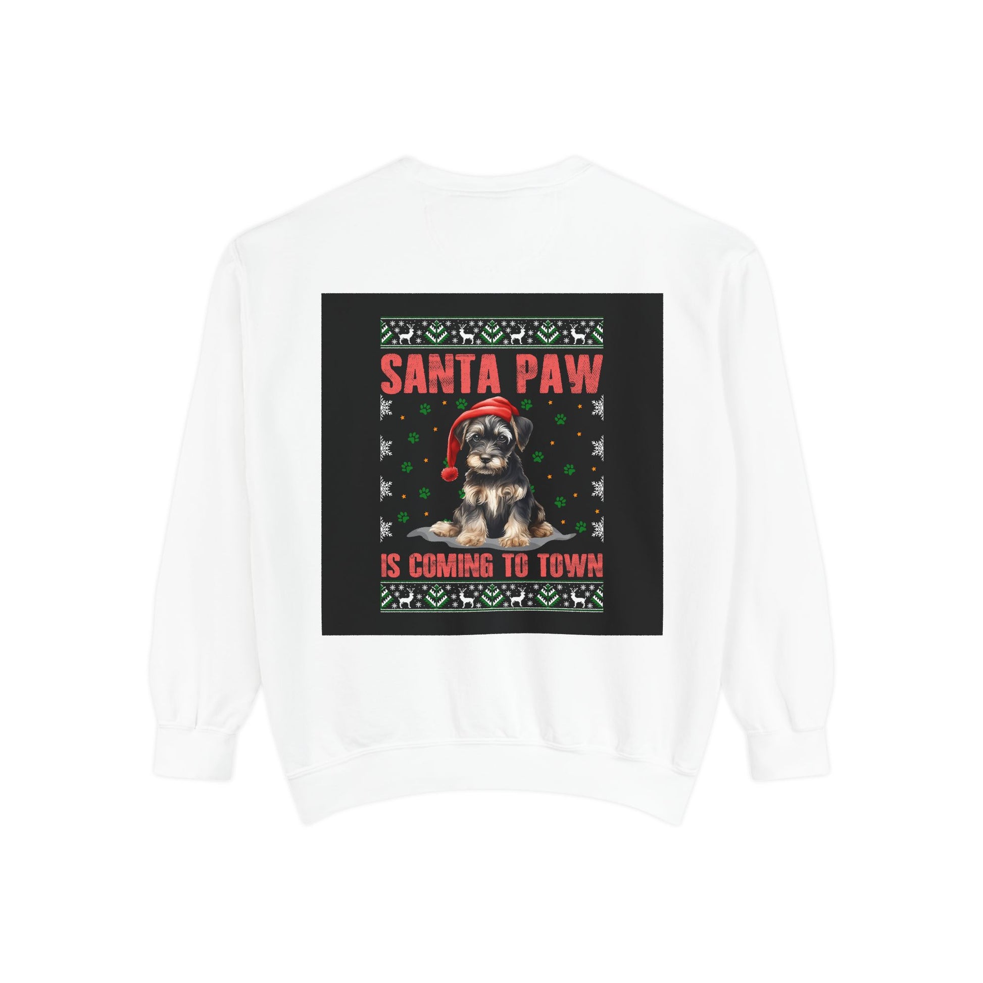 Santa Paw Unisex Garment-Dyed Sweatshirt, Cozy Holiday Gift, Dog Lover Apparel, Christmas Sweatshirt, Comfortable Layering - Toddcraft